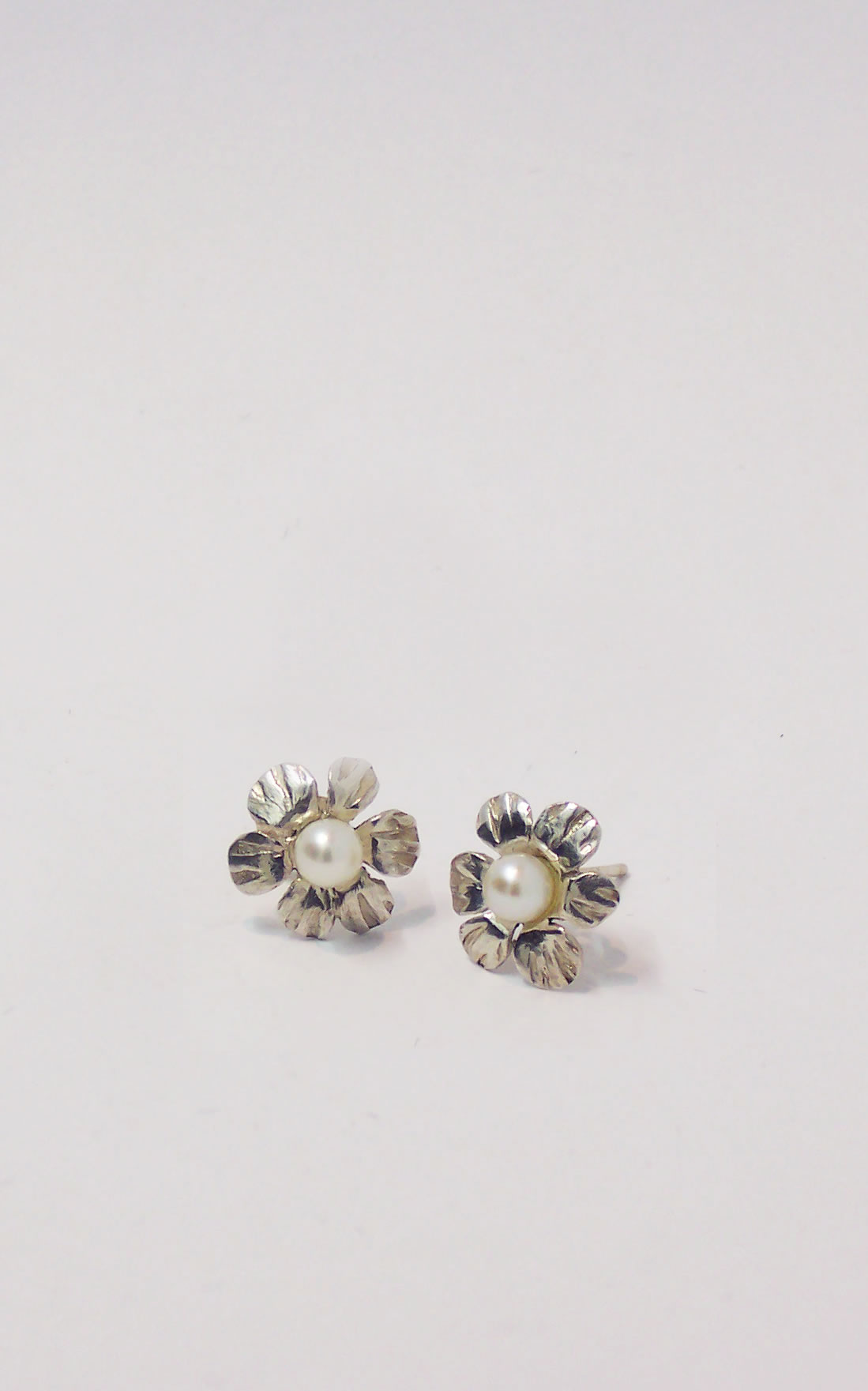 Silver and Pearl Stud Earrings